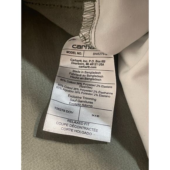 Carhartt Pants Mens 34x30 Green Relaxed Fit Stretch Workwear Casual BN6279-M - Picture 9 of 12